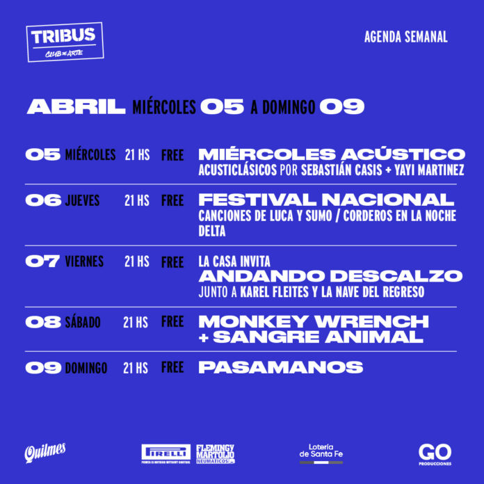 Agenda semanal de Tribus Club de Arte: miércoles 5 a domingo 9 de abril