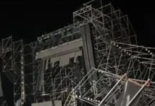 DERRUMBE del escenario y SUSPENSIÓN de la FIESTA DE DISFRACES por el temporal en San Nicolás