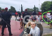DOCUMENTO GRÁFICO: La bandera de Colón pasó la requisa policial