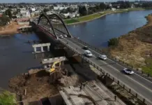 Nuevo Puente Carretero: comenzaron los pilotes sobre el río Salado y ratifican la fecha de finalización